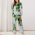thumbnail image 2 of Balery Watercolor Green Leaves Conjunto de Pijama con Estampado para Mujer, Conjunto de Dos Piezas con Manga Larga, Ropa de Dormir Suave con Bolsillos, Pijamas Cómodos-X-Large, 2 of 7