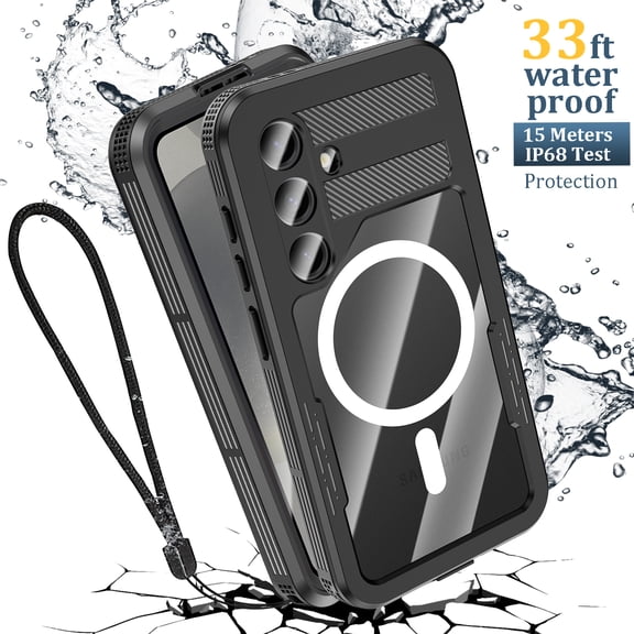 Elegant Choise Waterproof Phone Case with Screen Protector for Samsung Galaxy S24, Black