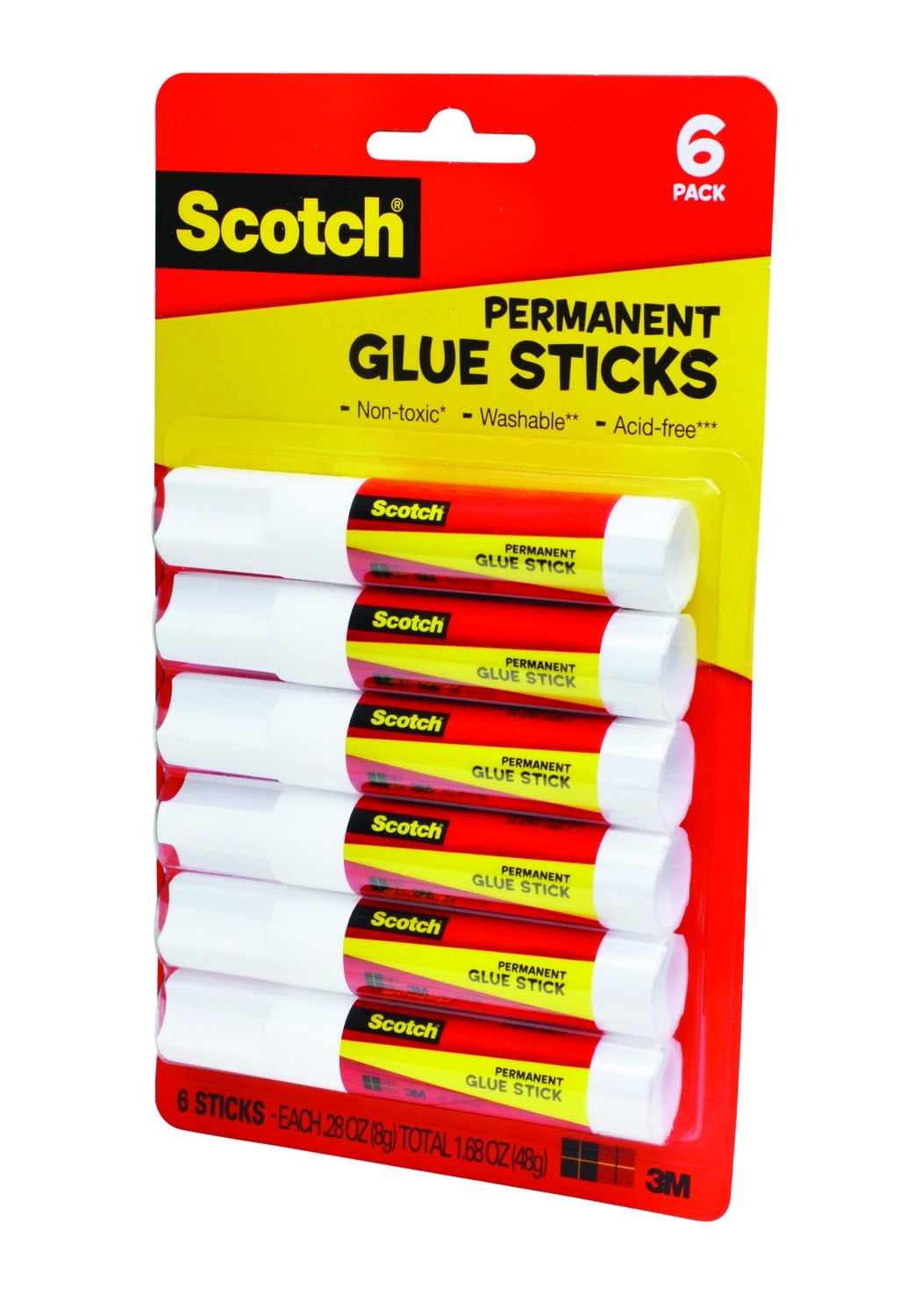 Scotch All Purpose Permanent Glue Stick, 0.28 oz, 6Count