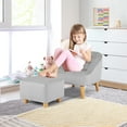 thumbnail image 3 of Costway Kids Sofa Chair w/ Ottoman Toddler Single Sofa Velvet Upholstered Couch Grey, 3 of 10
