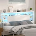thumbnail image 2 of Aheaplus King Size Headboard with Storage, Headboards with Power Outlet and RGB LED Light, Sturdy and Stable King Headboard Only for Bedroom, Dorm Room, Guest Room, White, 2 of 9
