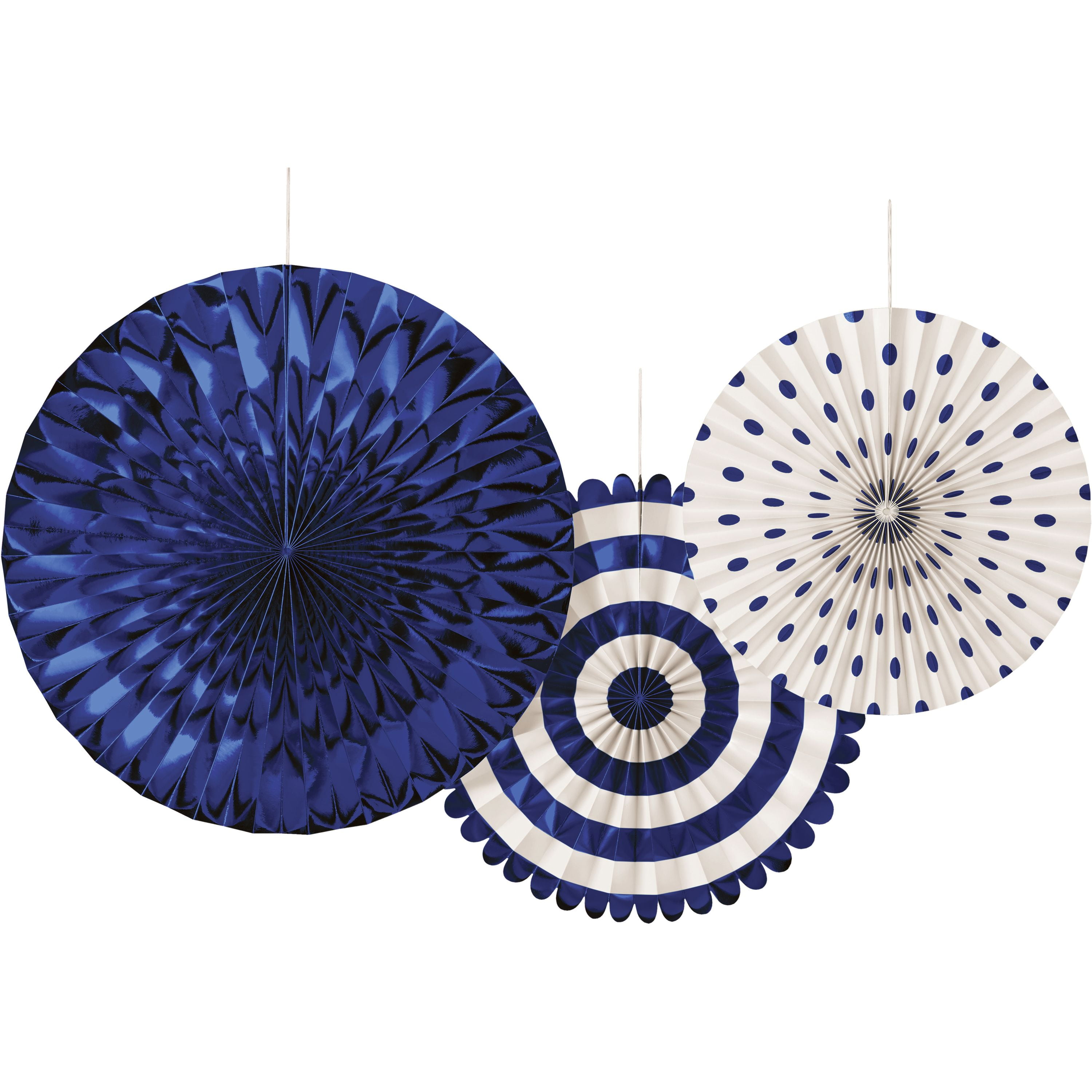 Way to Celebrate! Cobalt Fan Set for Party, 3 ct