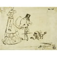 thumbnail image 2 of Alfred Henry Forrester 14x12 Gold Ornate Wood Frame and Double Matted Museum Art Print Titled - Caricature of Man, Woman and Dog (1869), 2 of 4
