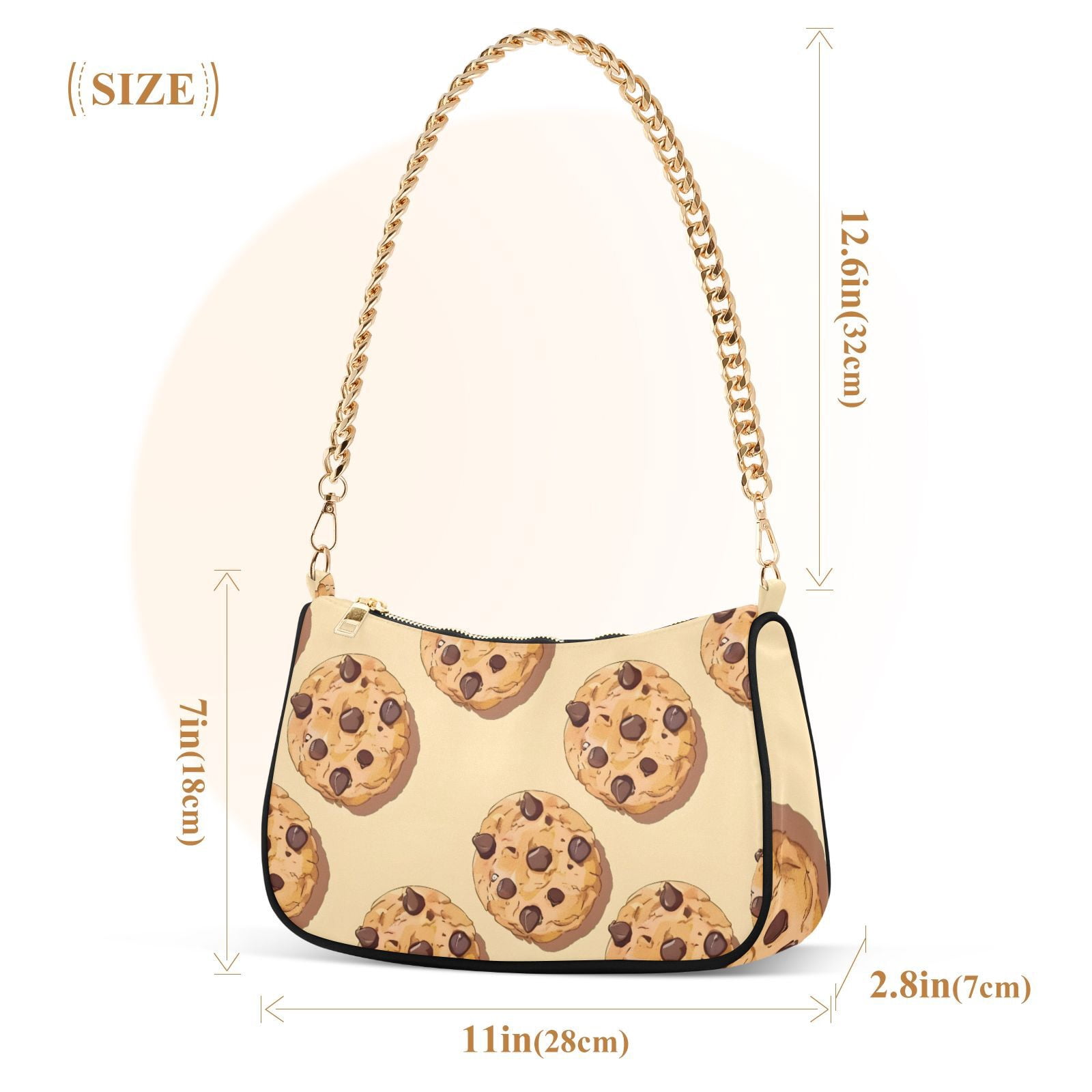 Chocolate Chip Cookies SmallWomen Small Shoulder Bag Crossbody Tote Hobo Bags Purse Clutch Handbags with Chain Strap for Women