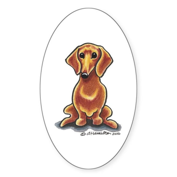 CafePress - Smooth Red Dachshund - Sticker (Oval)