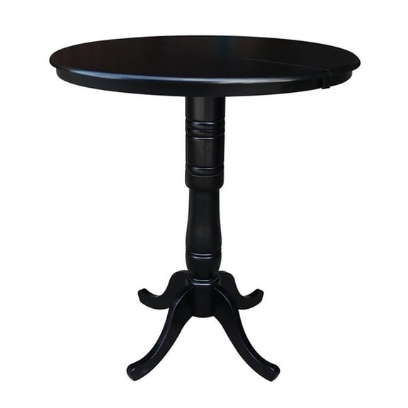 Afuera Living Contemporary 36" Round Dining Table With 12" Leaf in Black