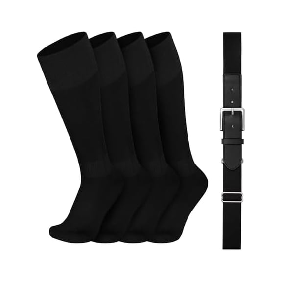 Eryueer Youth Baseball Belt and Socks Combo, Elastic Softball Belts and Socks for Boys and Adult (2 Pairs of Socks & 1 Belt)