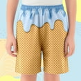 thumbnail image 4 of BloomJoy Little Kid Ice Cream Shorts 2-14T Boy Girl Elastic Waist with Pockets Summer Cool Preppy Ice Cream Baseball Shorts 7-8 Years Blue Summer Shorts, 4 of 5