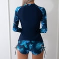 thumbnail image 5 of Utoimkio Women's Two Piece Rash Guard Long Sleeve Swimsuits Floral Print Bathing Suits for Women with Boyshorts Sun Protection Summer Swim Shirts Beach Swimwear, 5 of 7