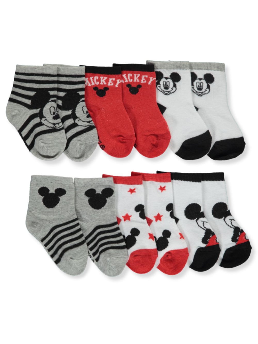 6 Pack Disney Mickey Mouse Socks Boys 