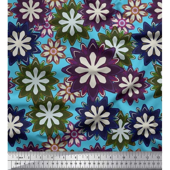 Soimoi Cotton Duck Fabric Artistic Floral Print Fabric by Yard 42 Inch Wide