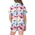thumbnail image 4 of MIXUE Toddler Girls Outfit Sets Kids Graphic Print Short Sleeve Button Shirts With Shorts 2 Piece Pajamas Sportwear,Pink,2-3 Years, 4 of 4