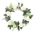 thumbnail image 1 of Corona artificial de puerta principal, guirnalda de rosas, corona de primavera y verano, corona de boda para granja, porche, 1 of 9