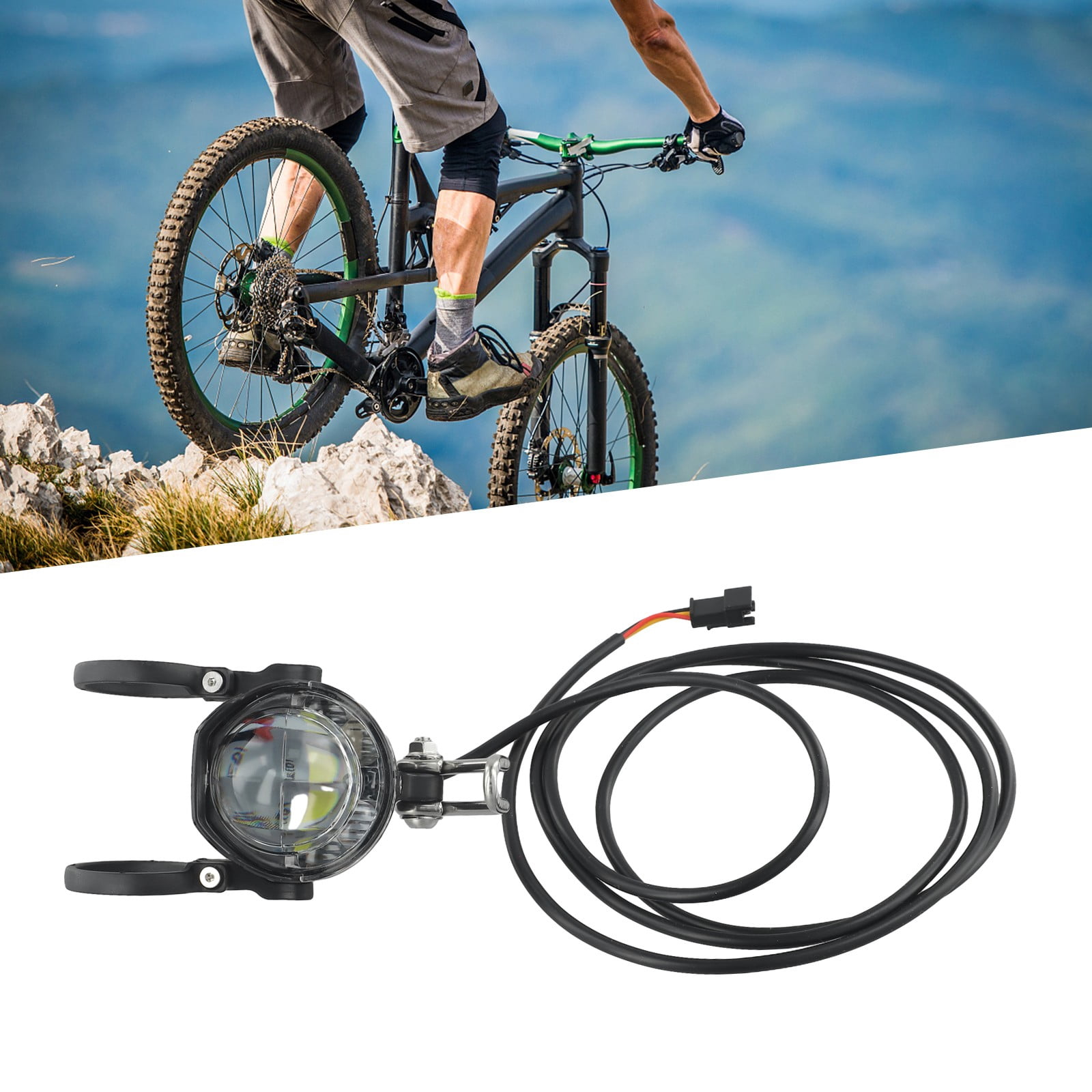 Phare avant de bicyclette,USB green--Feu avant de vélo avec klaxon