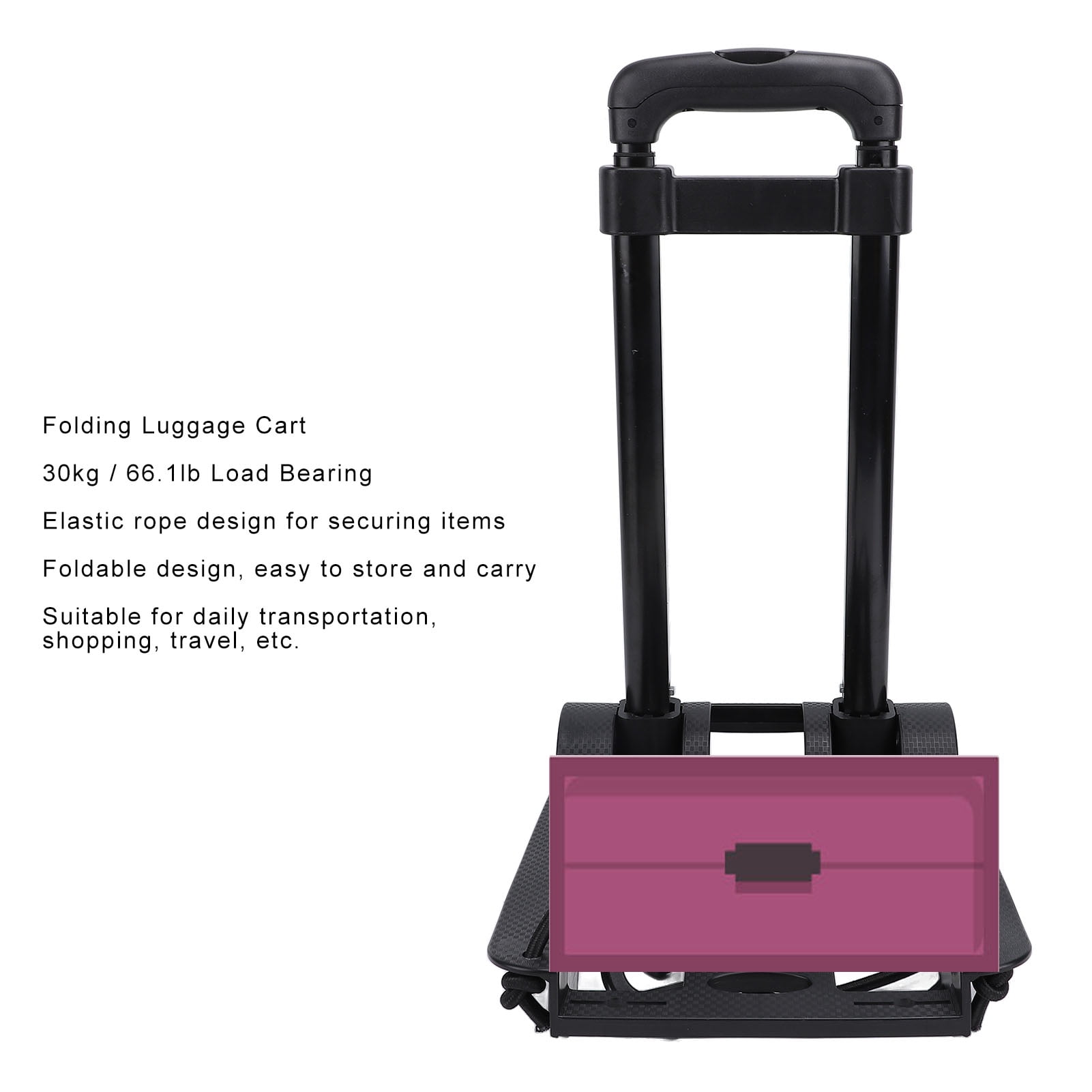 YAHHU Folding Hand Truck with Elastic Rope Rolling Platform Luggage Cart for Travel Transport Moving Shopping 66 lbs / 30 kg Load Bearing