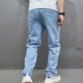 thumbnail image 5 of Men's 100%Denim Comfort Flex Waist Relaxed Fit Jeans Light Blue Multi-pocket Jeans Zipper Wash Elastic Trend Outdoors Trousers Light Blue5 L Jeans for Men, 5 of 8