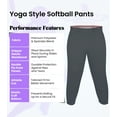thumbnail image 2 of Exxact Sports Womens Softball Pants Knicker/Yoga Style Knee Length, 4-Way Stretch Low Rise Softball Pants for Women - (AL, Charcoal), 2 of 7
