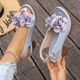 thumbnail image 4 of Rokment Women's Flower Platform Dressy Sandals for Ladies Summer Fashion Casual Floral Leather Open Toe Chunky Block High Heels Slingback Dress Pumps Grey Size 8.5, 4 of 8