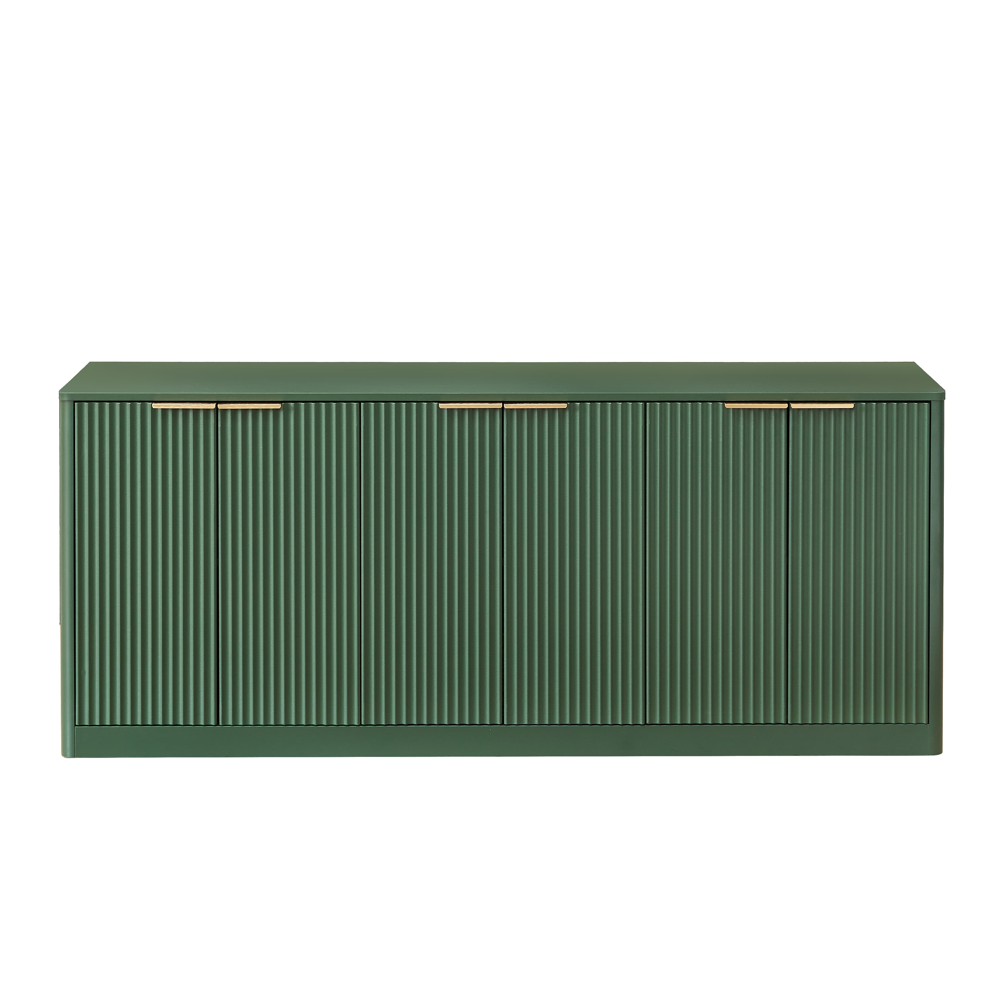 Aukfa 67" Modern Sideboard Cabinet, Wood Storage Credenza & TV Cabinet with 6 Fluted Doors for Living Room/Dining Room,Green