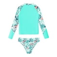 thumbnail image 4 of Zaldita Girl 2 Piece Swimsuit Rashguard Set Summer Beach Tankini Long Sleeve Shirts and Bikini Leaf&Green 8, 4 of 7