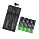 thumbnail image 2 of 1 Uds 18650 BateríA Recargable + 4 Uds BateríA 3,7 V 9800MAh BateríA Recargable de Iones de Litio para BateríA de Ventilador EléCtrico + Cargador, 2 of 10