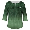 thumbnail image 5 of ADSSDQ Oversized Tshirts For Women 3/4 Sleeve Women'S Tops Tie Dye Summer Girls Shirts With Pocket Elbow Length V Neck Blouses Dressy Casual Fall Teacher Clothes Army Green L, 5 of 5