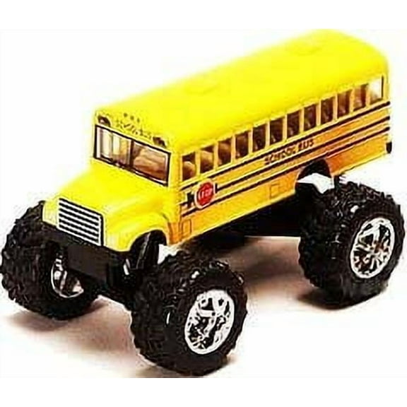 Cp Monster School Bus Yellow Die Cast 5 Inch Big Monster Wheels