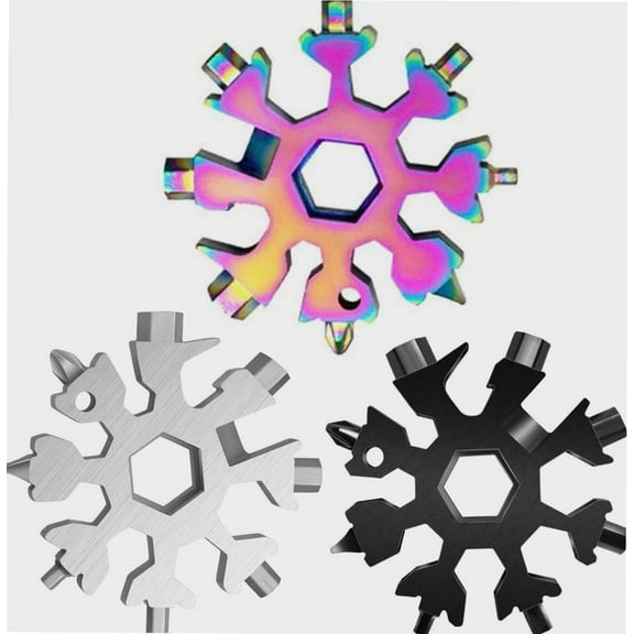 3 Pack 18 In 1 snowflake multitool,Stainless Steel Snowflakes MultiTool,Stainless Steel Snowflake Bottle Opener/Flat Phillips Screwdriver Kit/Wrench,Great Christmas gift