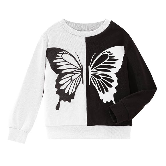 2025 Toddler sLong Sleeve Shirt Butterfly Print Long Sleeve Summer Clothes for Big s Fall Winter Warm Tops s Graphic Tees Size 14-16
