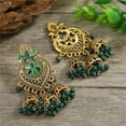 thumbnail image 5 of Boho Chandellier Jhumka Statement Dangle Earrings for Women Vintage Large Flower Ball Bead Tassel Drop Dangling Earring Indian Bollywood Jewelry Holiday Festival Christmas, 5 of 10
