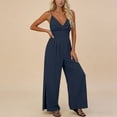 thumbnail image 5 of Cutuoiiu Casual Women Solid V Neck Spaghetti Strap Jumpsuit with Side Slit Wide Leg Long Pants for Daily Wear Gifts, 5 of 6
