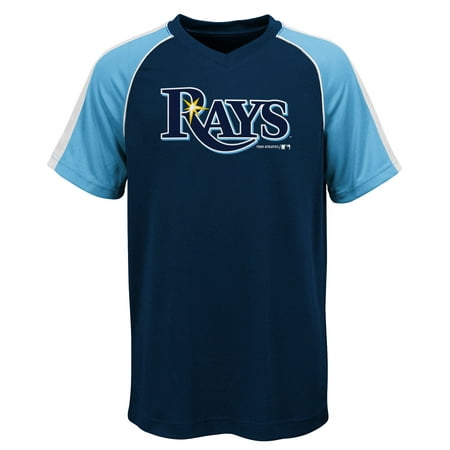 MLB Tampa Bay RAYS TEE Short Sleeve Boys Fashion Jersey Tee 100% Polyester Pin Dot Mesh Jersey Team Tee (Best Bday Gift For Boys)