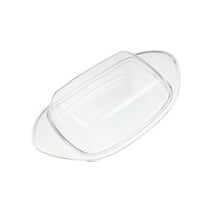 ULTNICE Transparent Butter Dish with Dustproof Cover for Home Use Made from Plastic and Stainless Steel 7.5 Inches