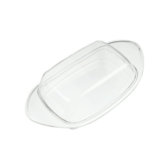 ULTNICE Transparent Butter Dish with Dustproof Cover for Home Use Made from Plastic and Stainless Steel 7.5 Inches