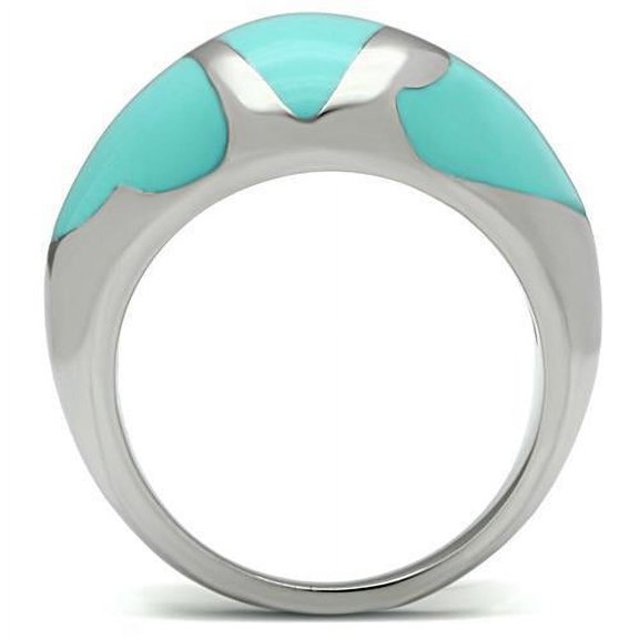 TK509 - High polished (no plating) Stainless Steel Ring with Epoxy in Turquoise