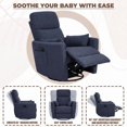 thumbnail image 4 of Vineego 360°Swivel Rocker Recliner Chair Armrest-Style Massage Recliner with Comfy High Back for Living Room,Loop Yarn Blue, 4 of 7