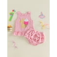 thumbnail image 5 of Baby Girls First Birthday Outfit One Ice Cream Embroidery Tank Tops Ruffle Blommer Shorts Gifts Set Summer Smash Cake Clothes 6 12 18M, 5 of 10
