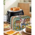thumbnail image 4 of Cute Pig Small Toaster Cover 2 Slice, Kitchen Appliance Covers, Yellow Sunflowers Teal Brown Wooden Vintage Art Toaster Oven Cover with Loop, Bread Machine Cover Polyester Dust Cover Protection, 4 of 4