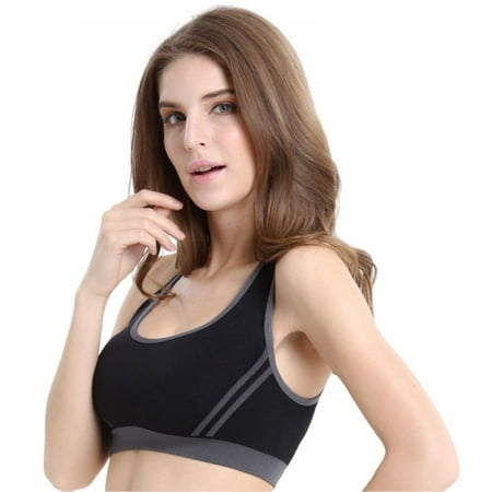 

Spdoo Sports Bras for Women Wirefree Push Up Yoga Running Underwear Crisscross Back Black 36