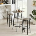 thumbnail image 2 of KEINXS Bar table with 2 bar stools PU soft seat with backrest (gray, 23.62''L*23.62'''W*35.43'''H), 2 of 3