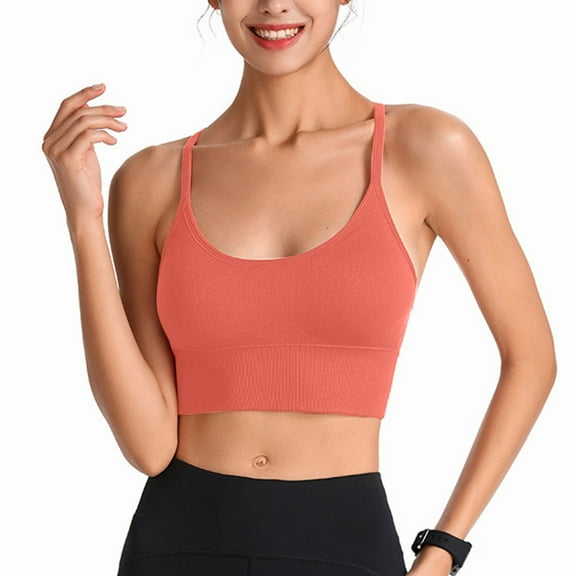 Aobny Lounge Bras for Women High Support Long Orange Sport S-XXL Nylon Seamless Bras,XXL