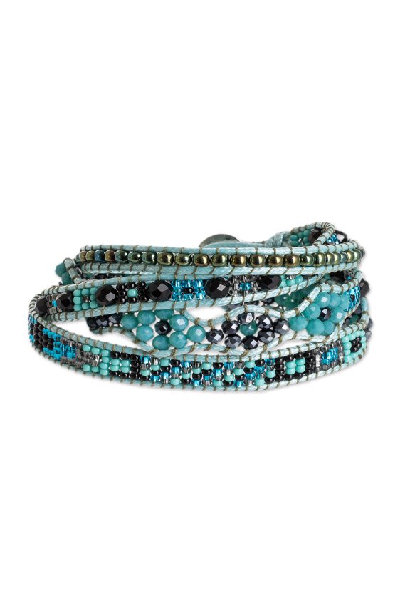 Beaded wrap bracelet, 'Atitlan Shores'