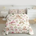 thumbnail image 2 of Homewish Cartoon Rabbit Queen Comforter Set,Wild Sika Deer Bedding Sets,Pink Flower Floral Bedding Comforter Set For Girl,Breathable Home Decor Reversible,3pcs, 2 of 8