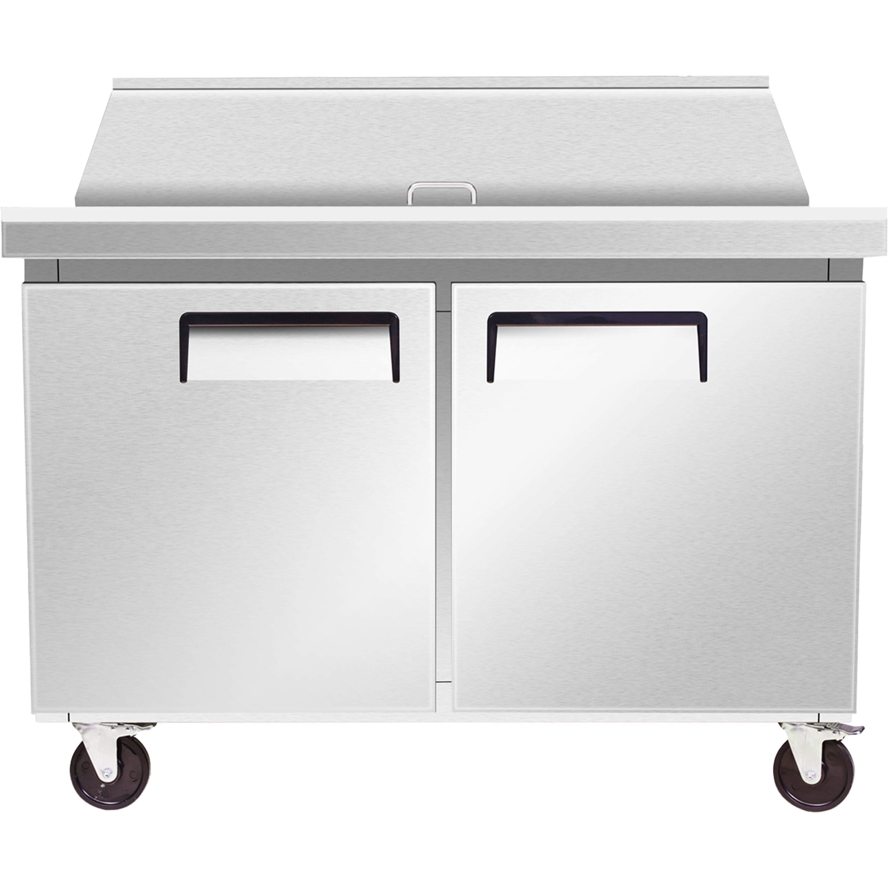 NSF 48 in. 2 Door Refrigerator Sandwich Salad Prep Table 13 Cu.Ft. Commercial Stainless Steel Pre Table Refrigerator with Cutting Board