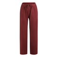 thumbnail image 2 of Lixiuxyad Lightweight Pants Women Casual Solid Elastic Waist Drawstring Long Wide Leg Pants Red, 2 of 4