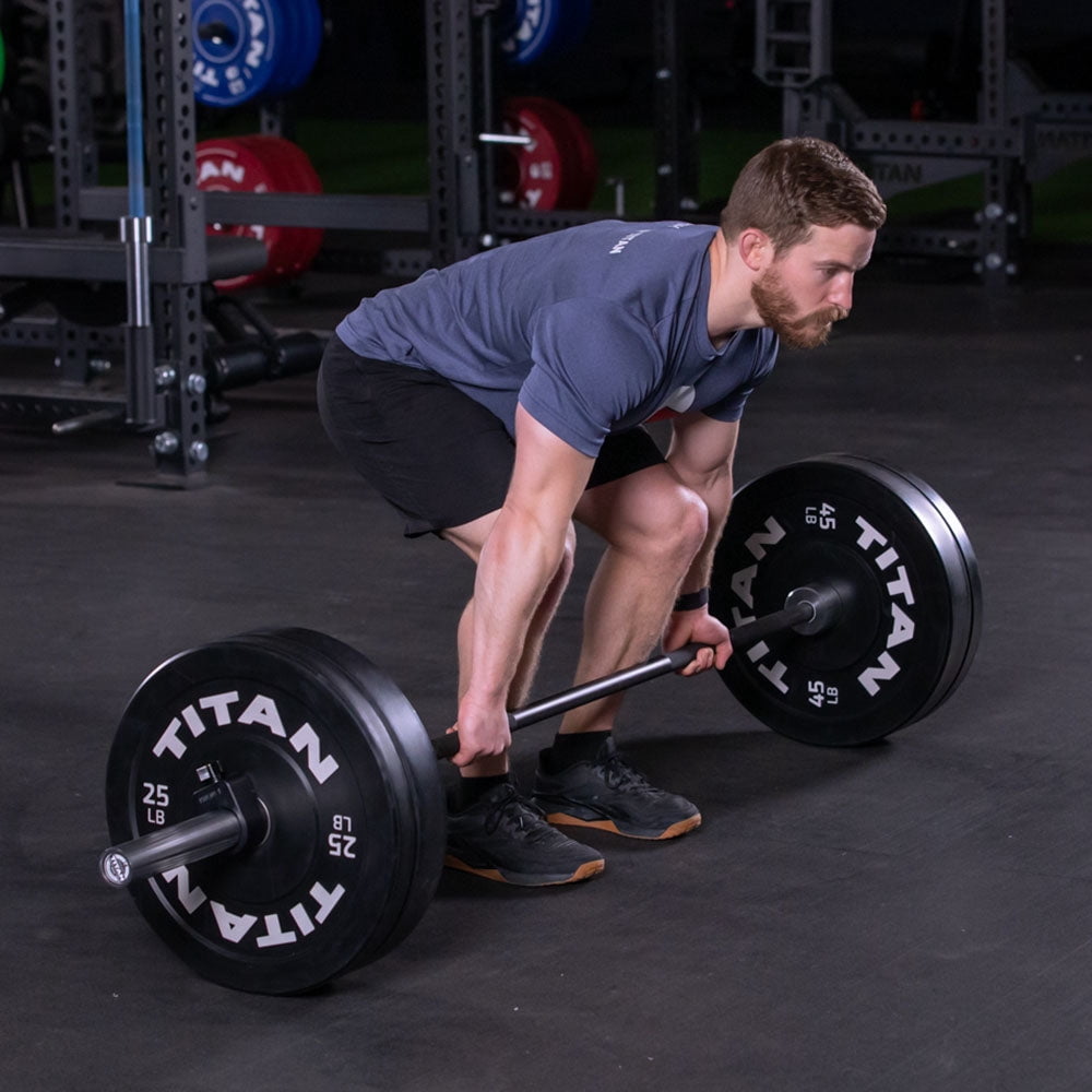 Titan Fitness 25 LB Pair Economy Series Black Olympic Bumper Plates, Durable Rubber Exterior with Steel Core, Weightlifting and Strength Training Weight Plate