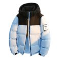 thumbnail image 4 of QQZ Color Block Padded Hooded Zip Up Puffer Jacket Men, Zip Up Sweatshirt Men, Fall Winter Travel Business Casual Ski Outdoor Daily Outfits, 4 of 7