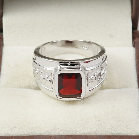 Garnet Ring for Men, 925 Sterling Silver, AAA Quality Garnet Ring, Promise Ring, Silver Ring, Men Ring, Personalized Men's Ring Gift