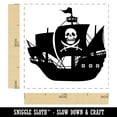 thumbnail image 2 of Haunted Ghost Pirate Ship with Jolly Roger Self-Inking Rubber Stamp Ink Stamper - Pink Ink - Small 1 Inch, 2 of 7