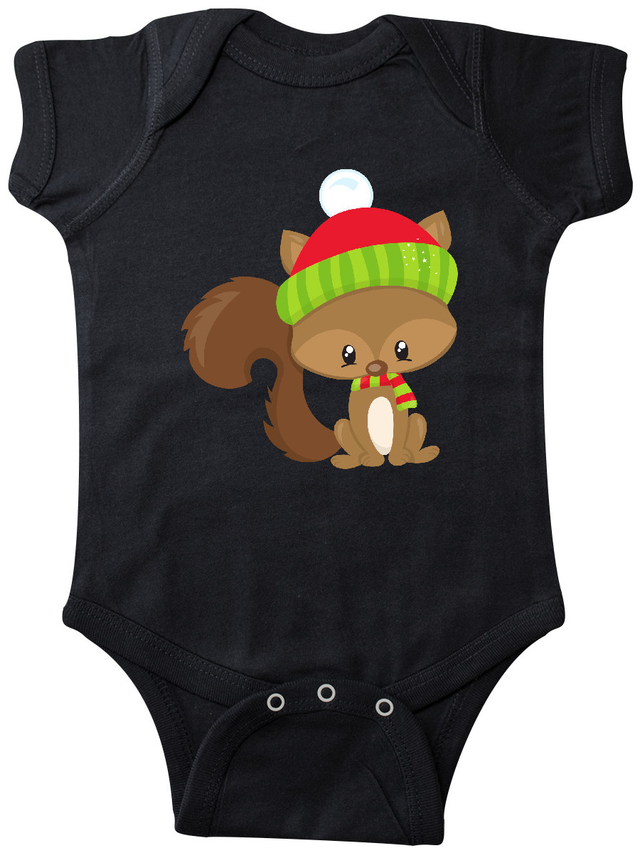 INKtastic Cute Squirrel, Squirrel With Hat, Scarf, Fluffy Tail Infant